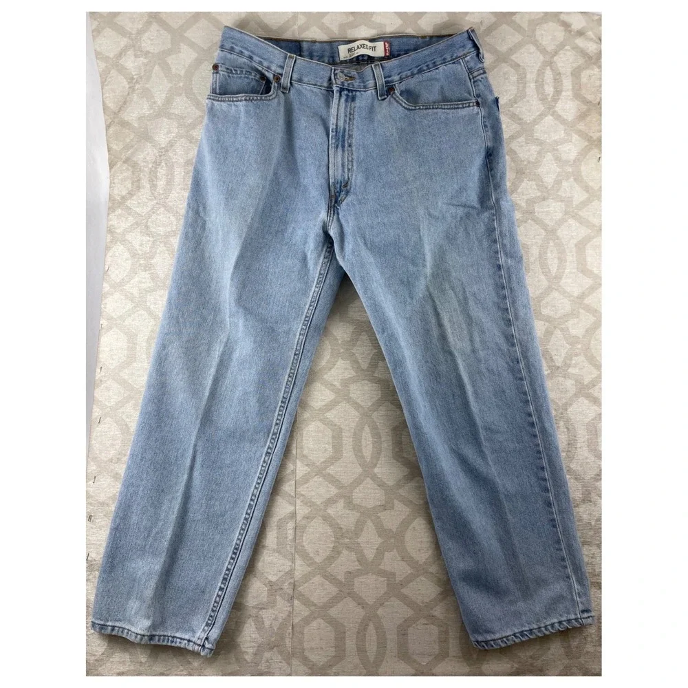 Levi's 550 Relaxed Fit Mens 38x30 Light Wash Blue Jeans Cotton Denim Tapered Leg